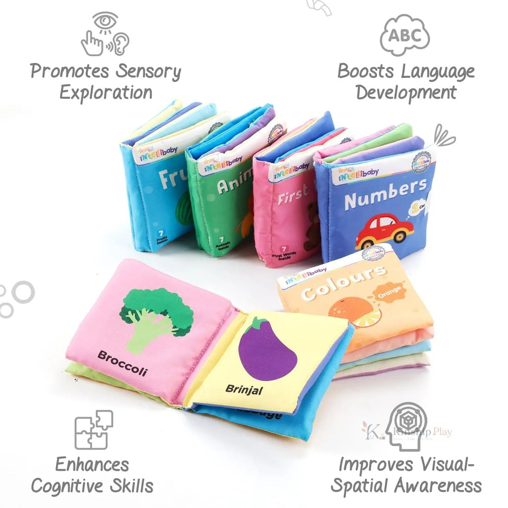Soft Sensory Cloth Book Set for Babies – 6 Books Multicolor