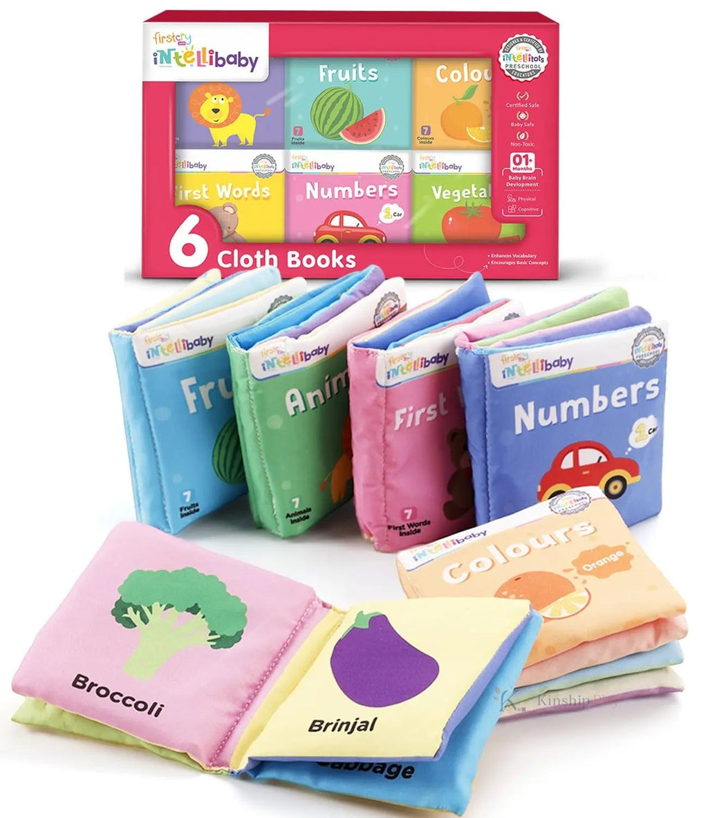Soft Sensory Cloth Book Set for Babies – 6 Books Multicolor