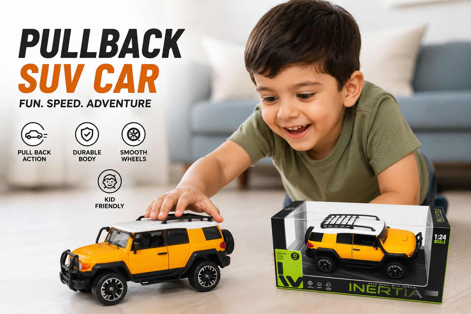 Inertia Series 1:24 Push & Go SUV Toy Car