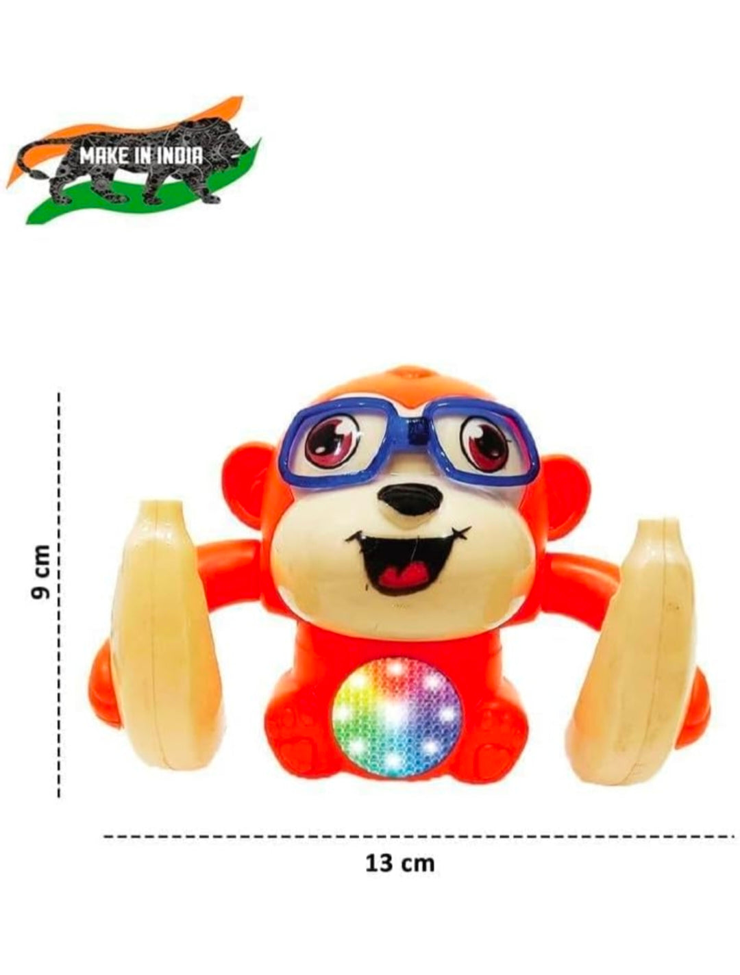 Musical Tumbler Monkey Toy with Flashing LED Lights | Self-Balancing Rolling Toy | 360° Rotating Action | Educational Toy for Kids | Battery Operated | Blue