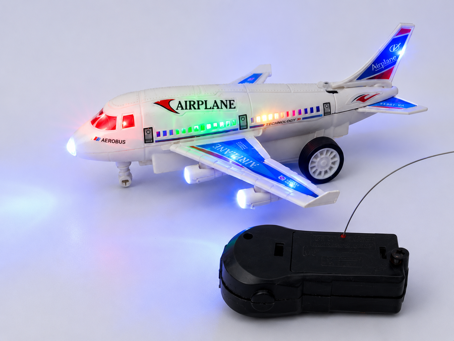 Bump & Go Airplane Toy with Colorful LED Lights, Music & Universal Wheels | Battery Operated Aircraft Toy for Kids Boys & Girls