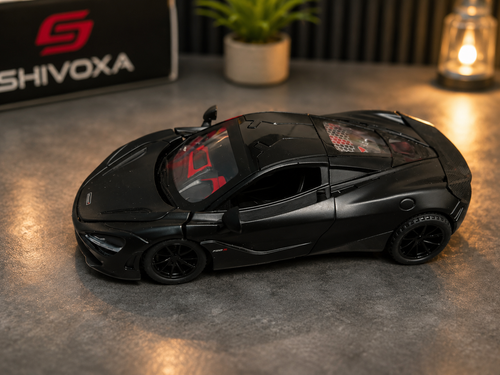 1:32 Die Cast Pull Back Sports Car Toy for Kids | Metal Model Car with Lights, Sound & Openable Doors | Black | Age 3+